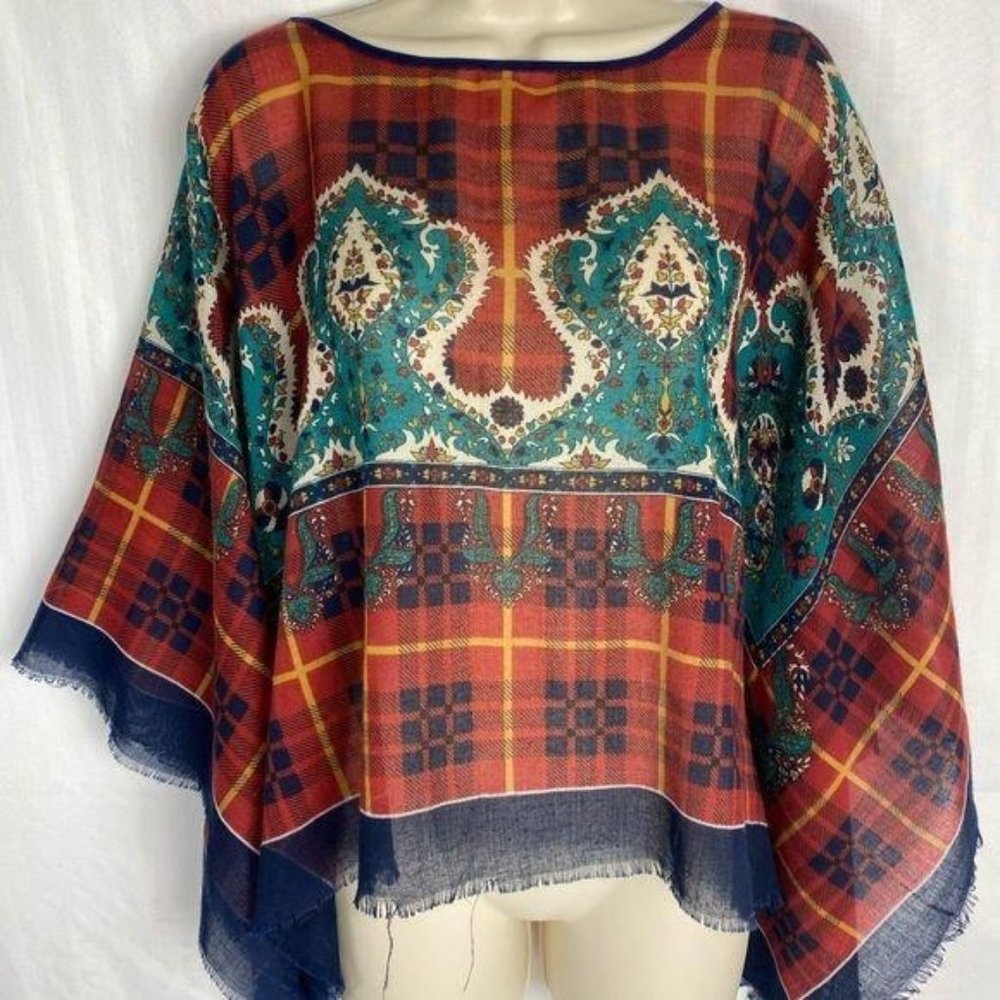 4/$25 Handmade Scarf Poncho Top Tapestry Print